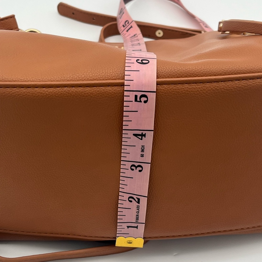 Miss Fong Cross Body mini Diaper bag chestnut brown multi pocket purse Read-FLAW - Picture 8 of 13
